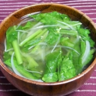 大根菜と新玉の中華スープ